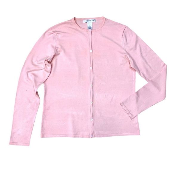 Y2K Vintage 90s Pink Silk Cardigan - Picture 3 of 4